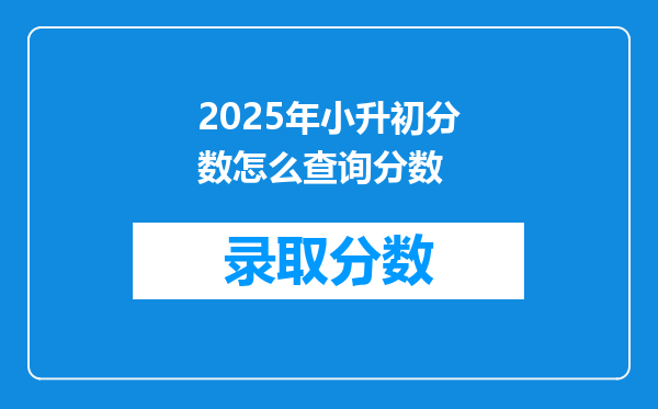 2025年小升初分数怎么查询分数