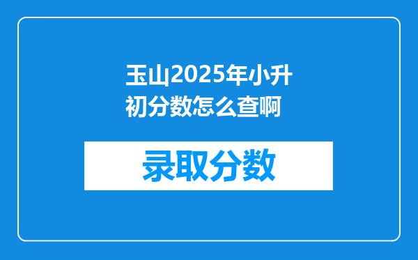 玉山2025年小升初分数怎么查啊