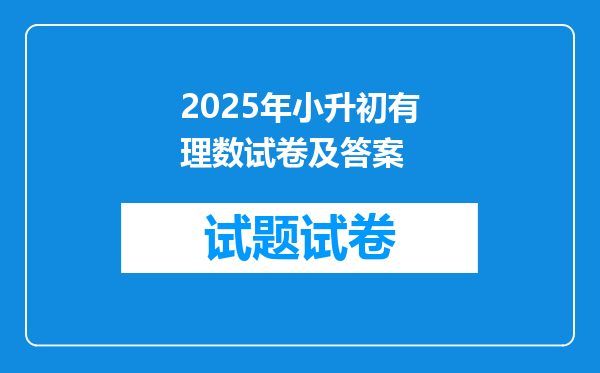 2025年小升初有理数试卷及答案