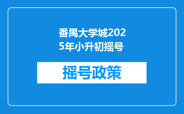 番禺大学城2025年小升初摇号