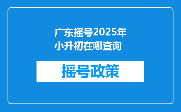 广东摇号2025年小升初在哪查询