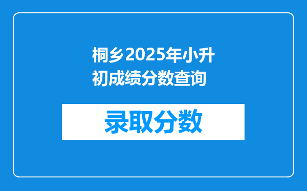 桐乡2025年小升初成绩分数查询