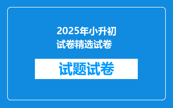 2025年小升初试卷精选试卷