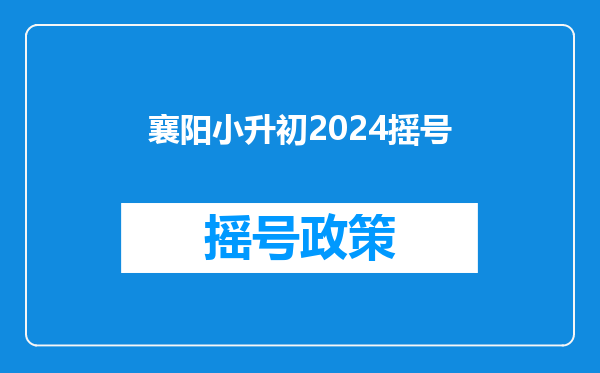 襄阳小升初2024摇号