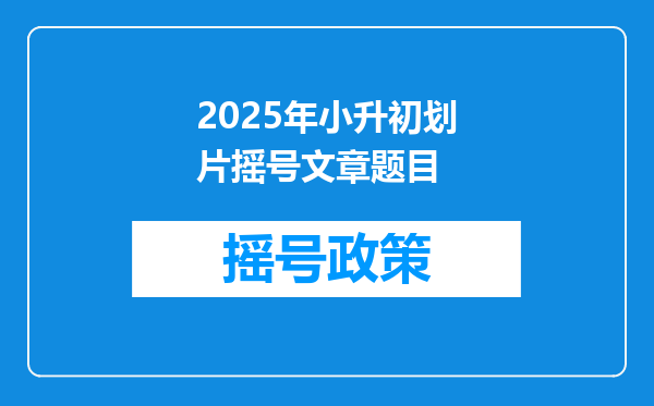 2025年小升初划片摇号文章题目