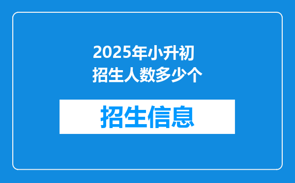 2025年小升初招生人数多少个