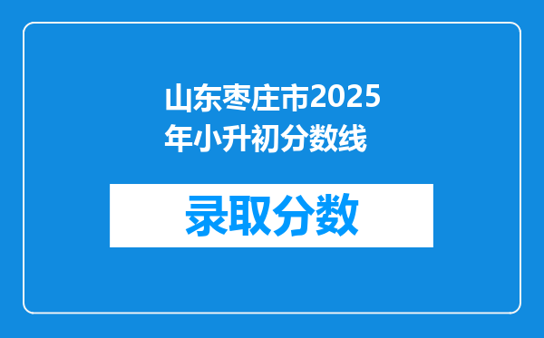 山东枣庄市2025年小升初分数线