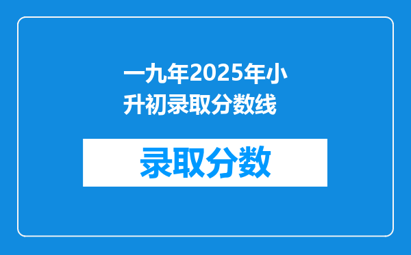 一九年2025年小升初录取分数线