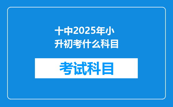 十中2025年小升初考什么科目