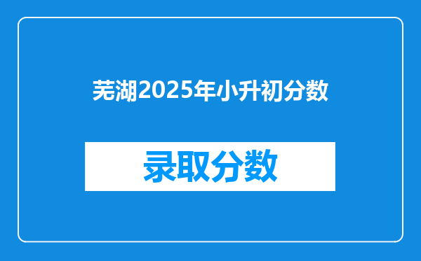 芜湖2025年小升初分数