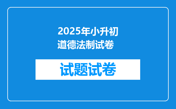 2025年小升初道德法制试卷