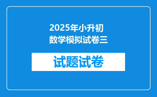 2025年小升初数学模拟试卷三