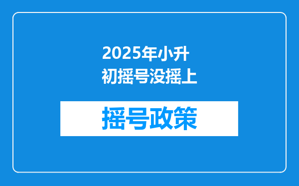 2025年小升初摇号没摇上