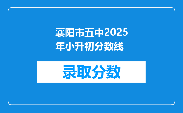 襄阳市五中2025年小升初分数线