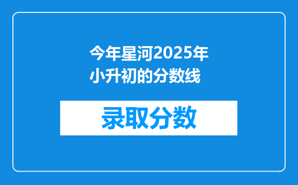 今年星河2025年小升初的分数线