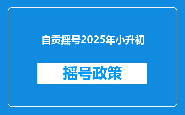 自贡摇号2025年小升初