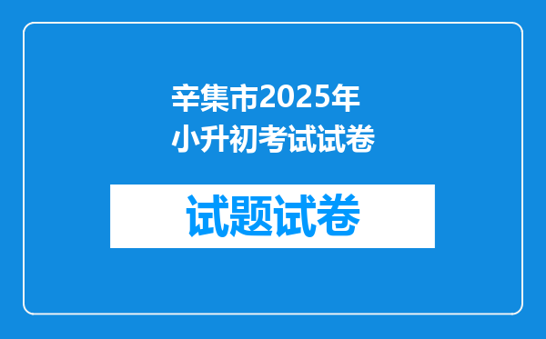 辛集市2025年小升初考试试卷