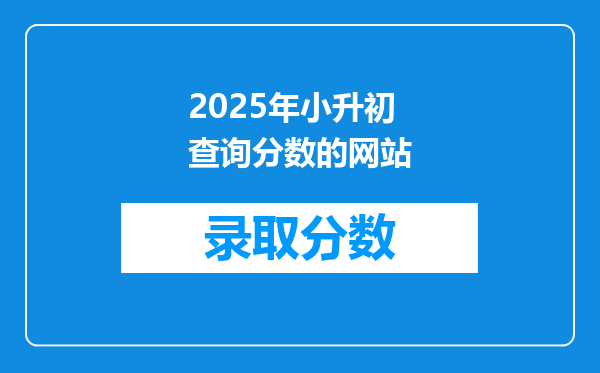 2025年小升初查询分数的网站