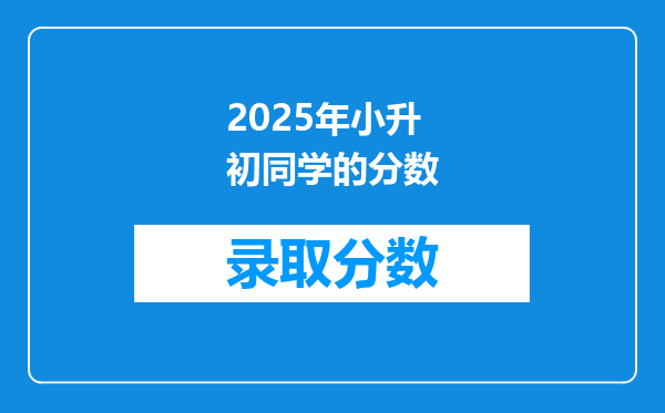 2025年小升初同学的分数