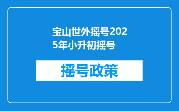 宝山世外摇号2025年小升初摇号