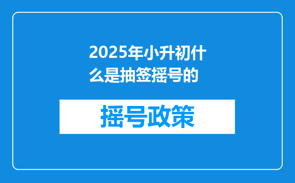 2025年小升初什么是抽签摇号的