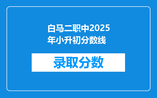 白马二职中2025年小升初分数线