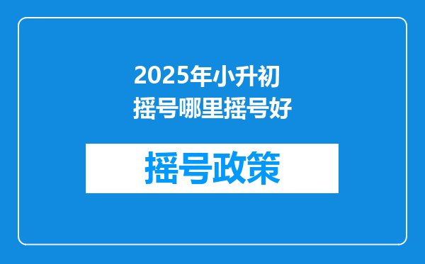 2025年小升初摇号哪里摇号好