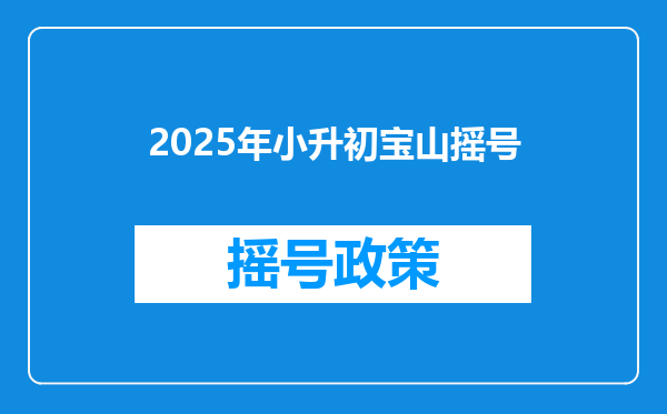 2025年小升初宝山摇号