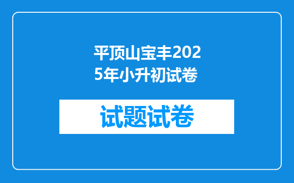 平顶山宝丰2025年小升初试卷