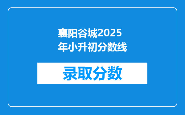 襄阳谷城2025年小升初分数线