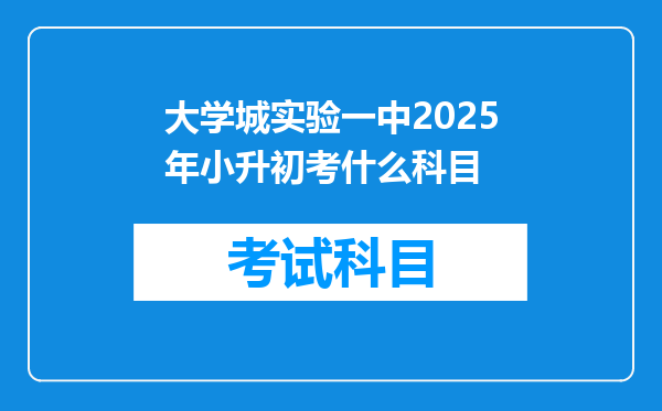 大学城实验一中2025年小升初考什么科目