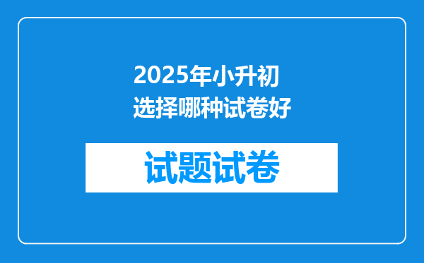 2025年小升初选择哪种试卷好