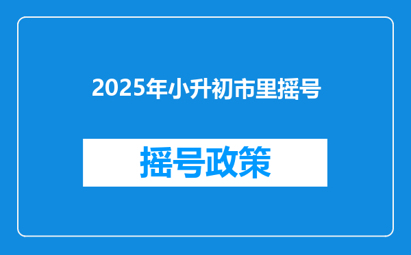 2025年小升初市里摇号