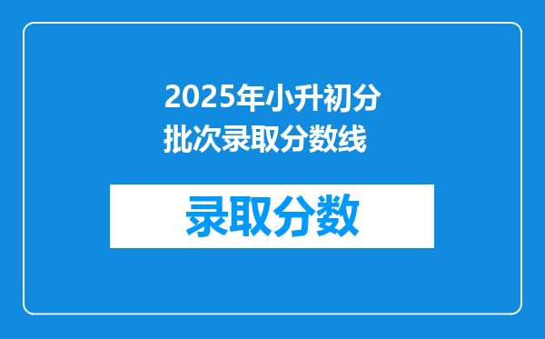 2025年小升初分批次录取分数线