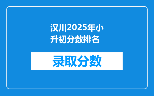 汉川2025年小升初分数排名