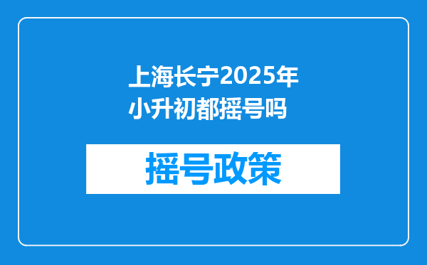 上海长宁2025年小升初都摇号吗