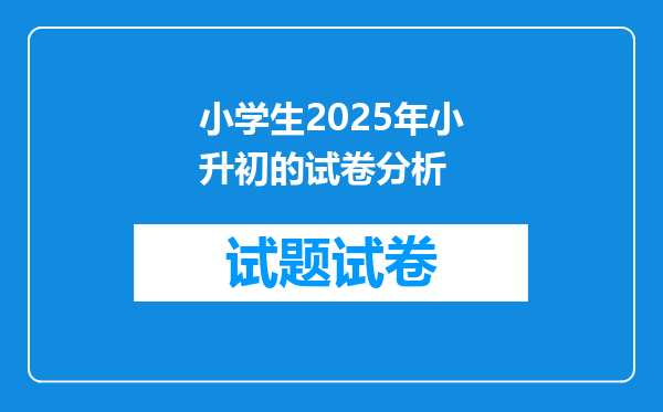 小学生2025年小升初的试卷分析