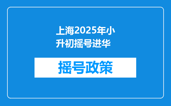 上海2025年小升初摇号进华