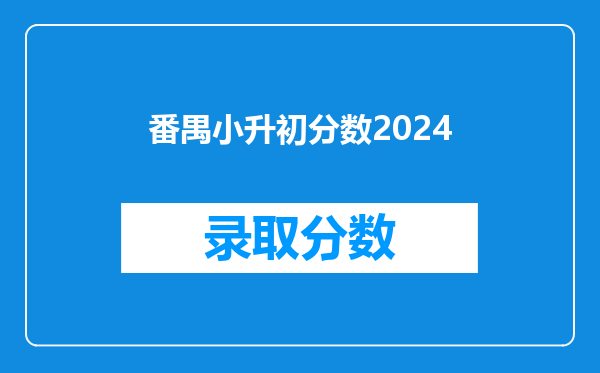 番禺小升初分数2024