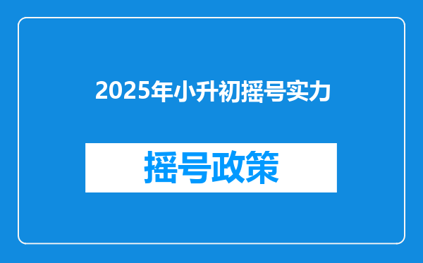 2025年小升初摇号实力