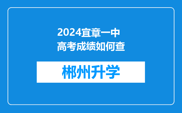 2024宜章一中高考成绩如何查