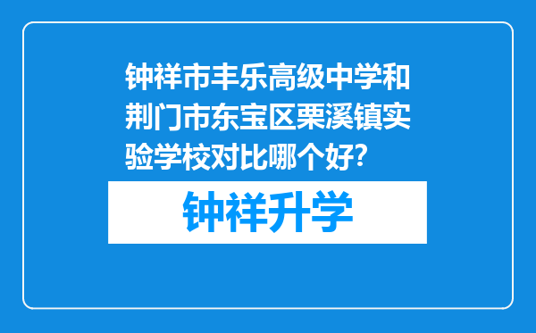 钟祥市丰乐高级中学和荆门市东宝区栗溪镇实验学校对比哪个好？