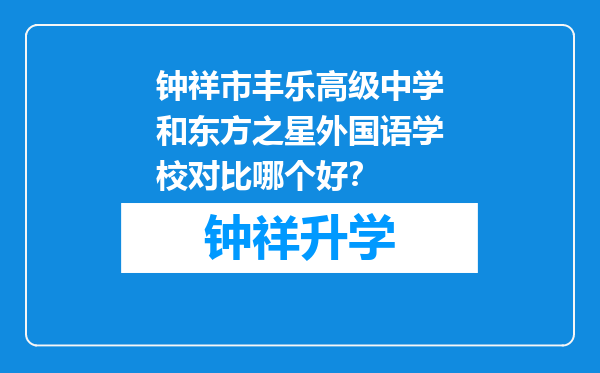 钟祥市丰乐高级中学和东方之星外国语学校对比哪个好？