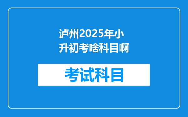 泸州2025年小升初考啥科目啊