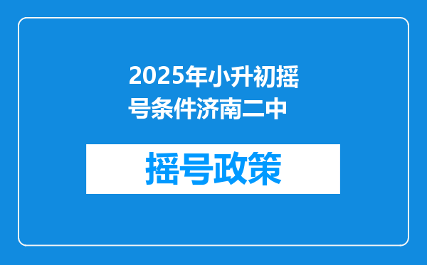 2025年小升初摇号条件济南二中