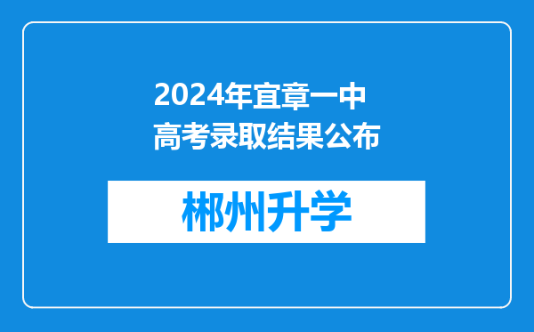 2024年宜章一中高考录取结果公布