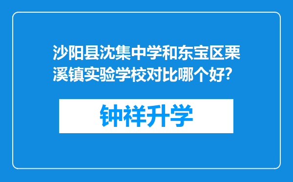 沙阳县沈集中学和东宝区栗溪镇实验学校对比哪个好？