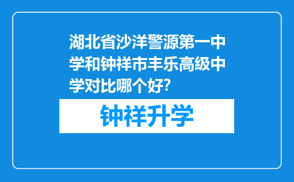 湖北省沙洋警源第一中学和钟祥市丰乐高级中学对比哪个好？