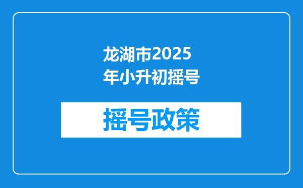 龙湖市2025年小升初摇号