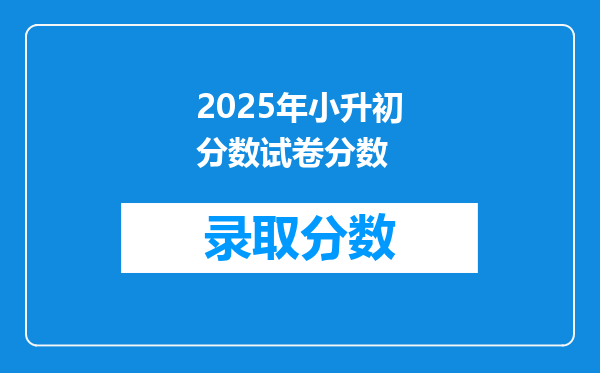 2025年小升初分数试卷分数